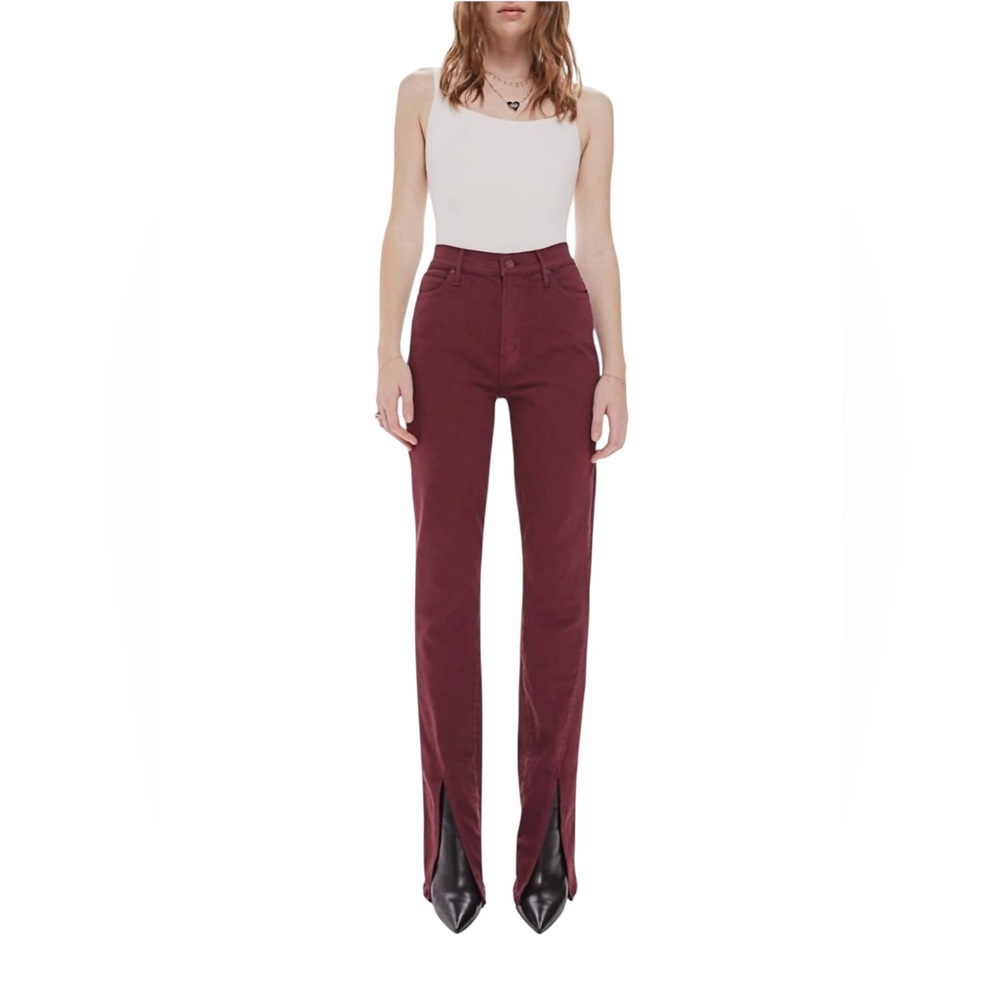 MOTHER Jeans- Rascal Sloced Up Jean in Maroon - Picture 5 of 9